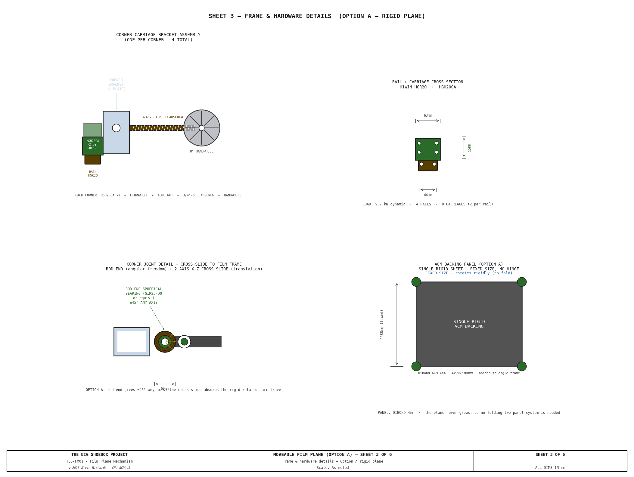 TBS-001 Film Plane Mechanism — Sheet 3: Drive Shaft and Handwheel