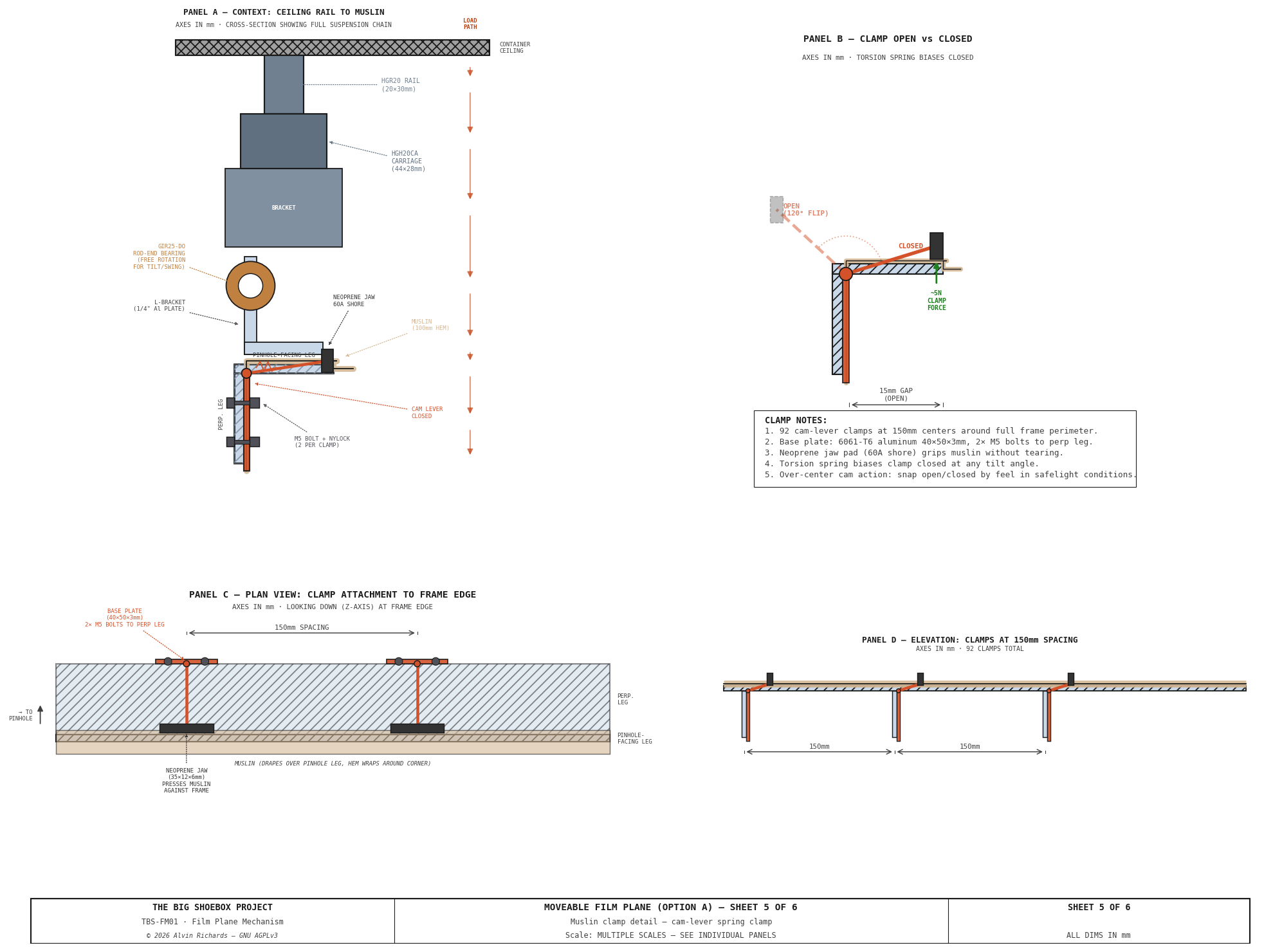 TBS-001 Film Plane Mechanism — Sheet 5: Muslin Clamp Detail