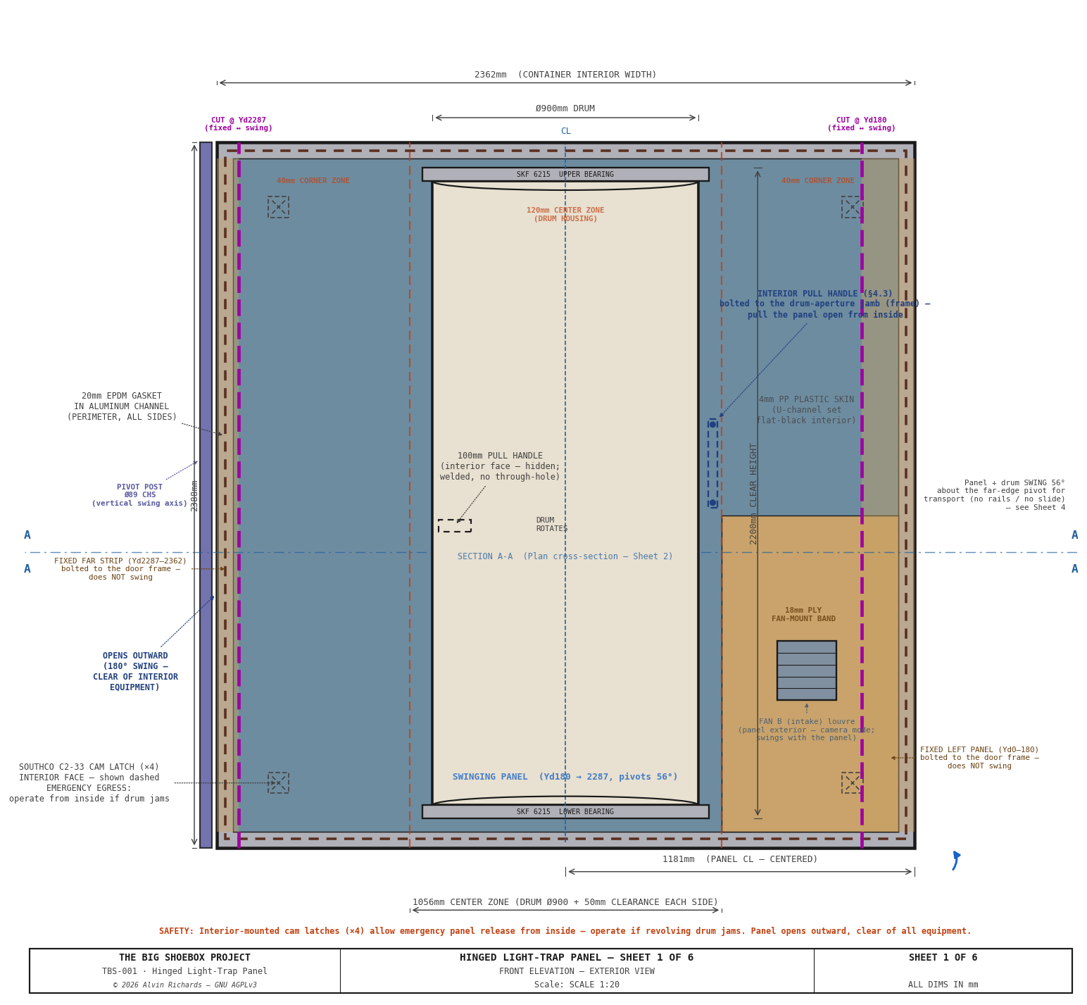 TBS-001 Hinged Panel — Sheet 1: Front Elevation