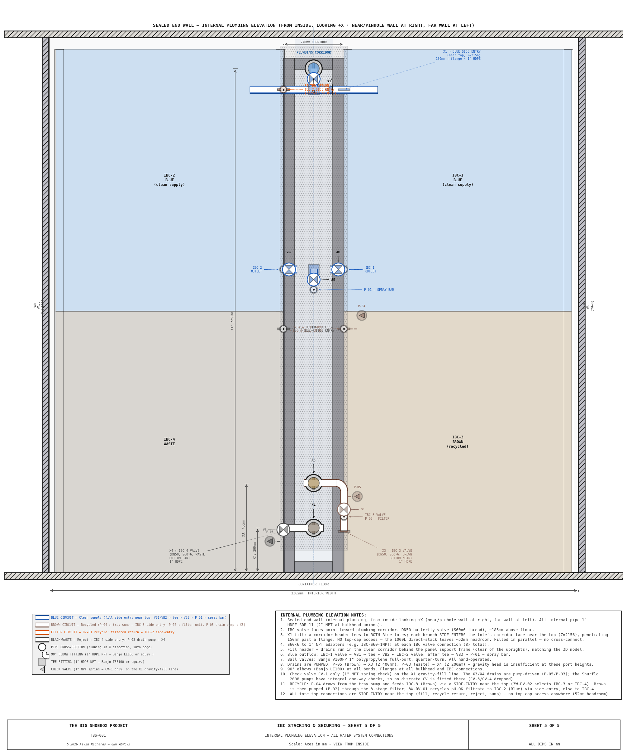 TBS-001 IBC Stacking — Sheet 5: Internal Plumbing Elevation