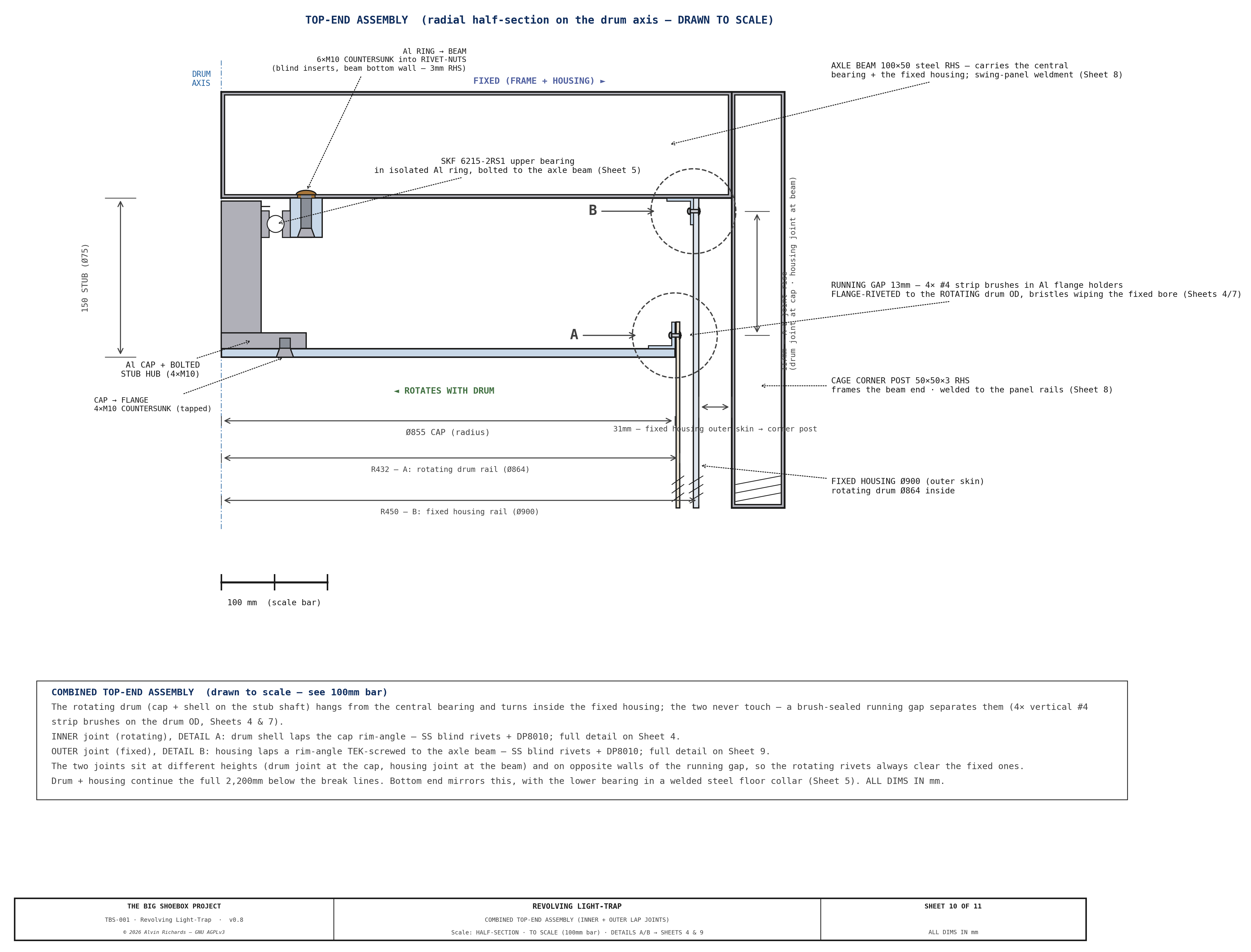 TBS-001 Light-Trap — Sheet 10: Combined Top-End Assembly