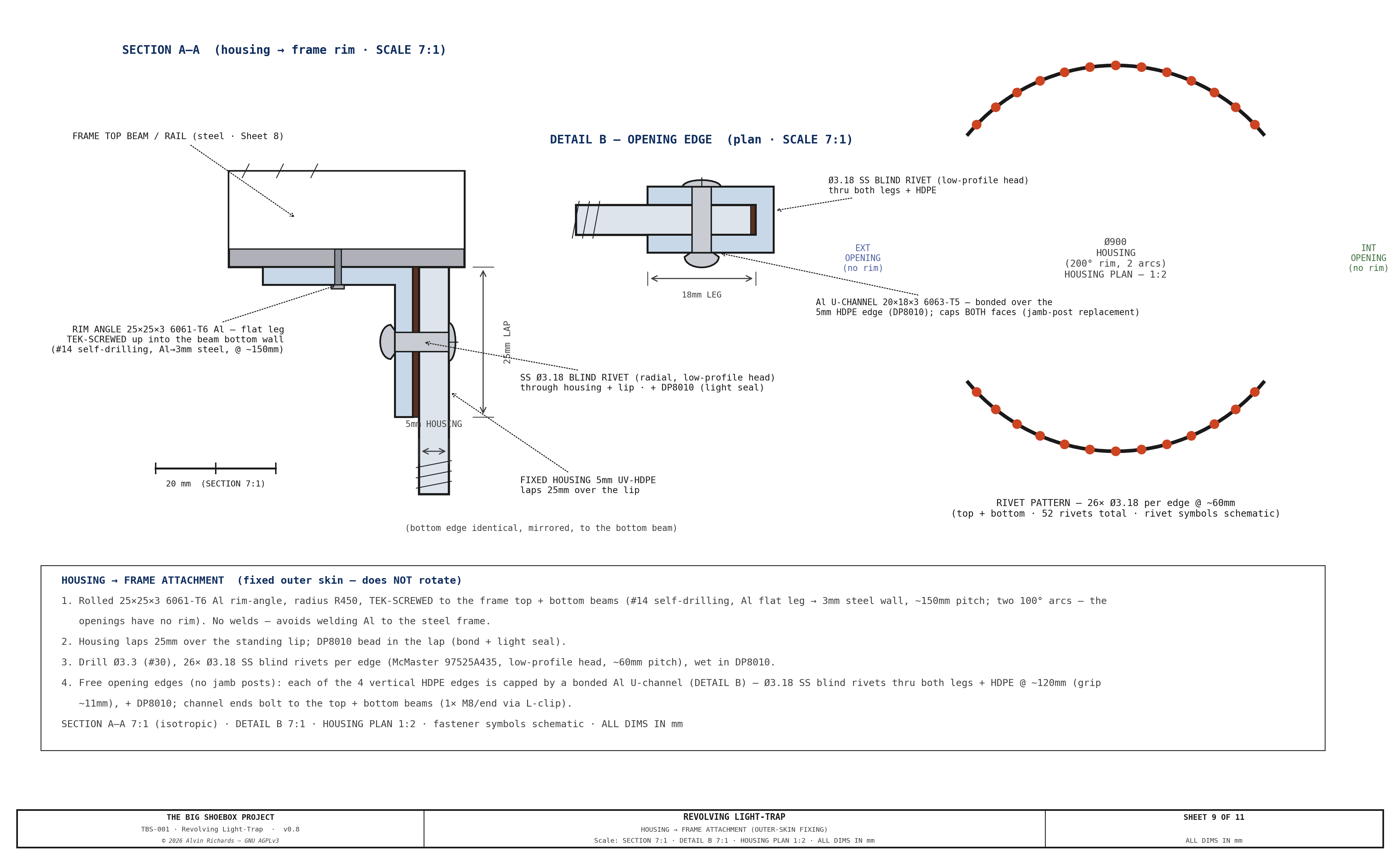 TBS-001 Light-Trap — Sheet 9: Housing → Frame Attachment