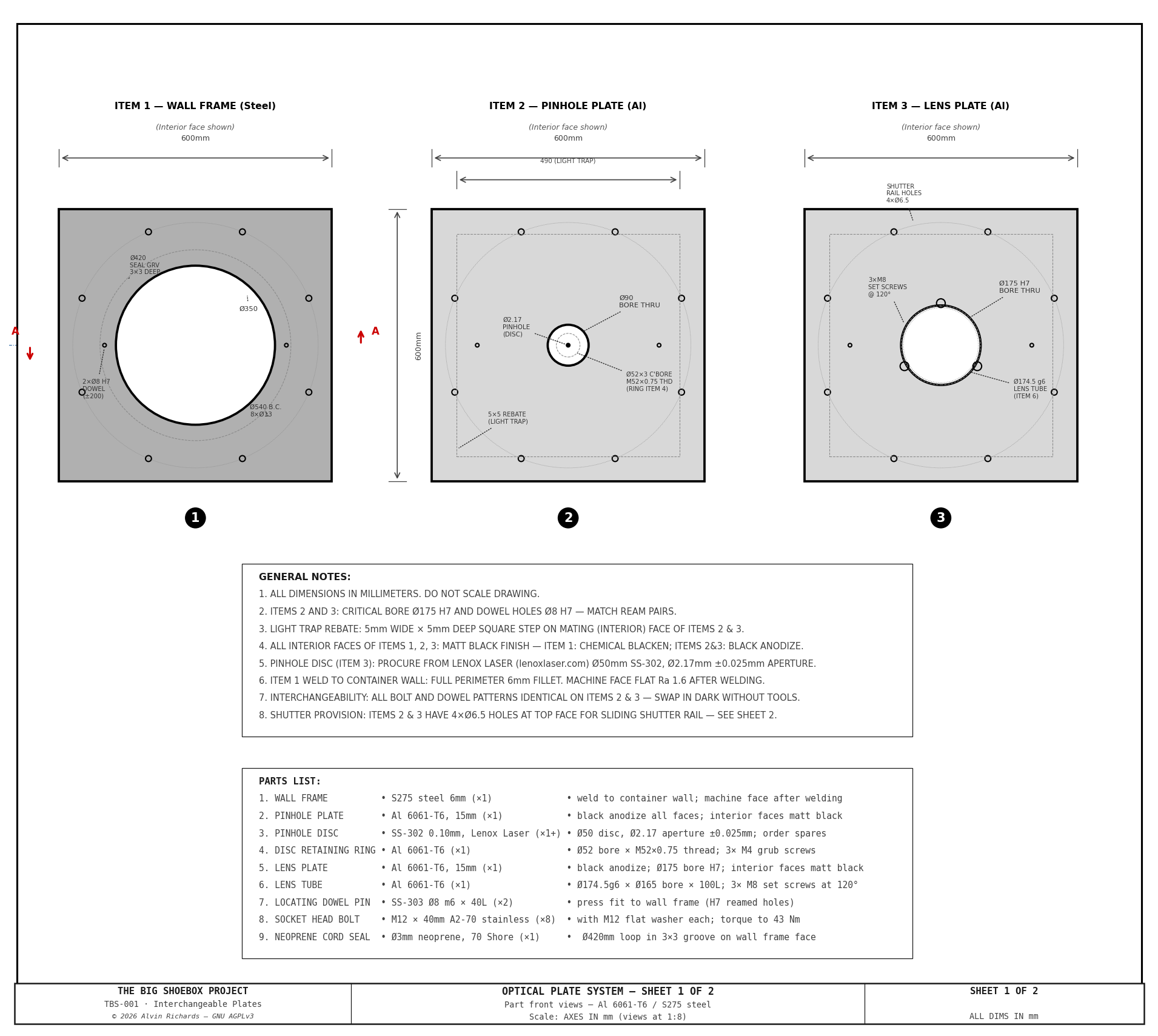 Sheet 1 — Front views