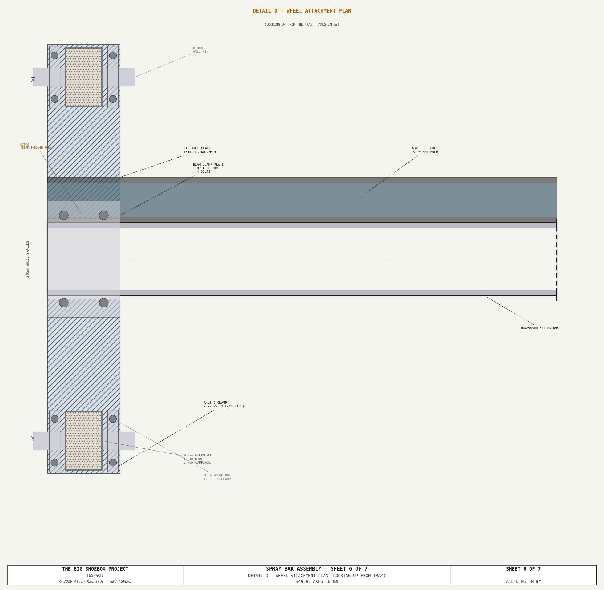 TBS-001 — Spray Bar Detail D: Wheel Plan