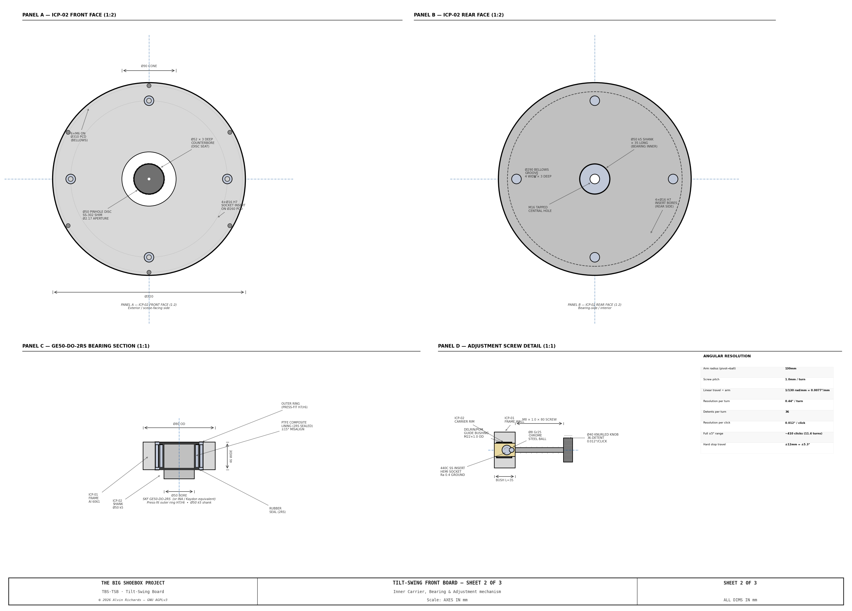 TBS-001 Tilt-Swing Board — Sheet 2: Pivot and Adjustment Detail