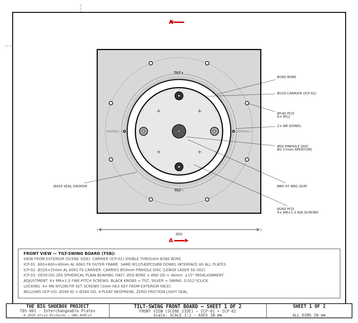 TSB Sheet 1 — Front View