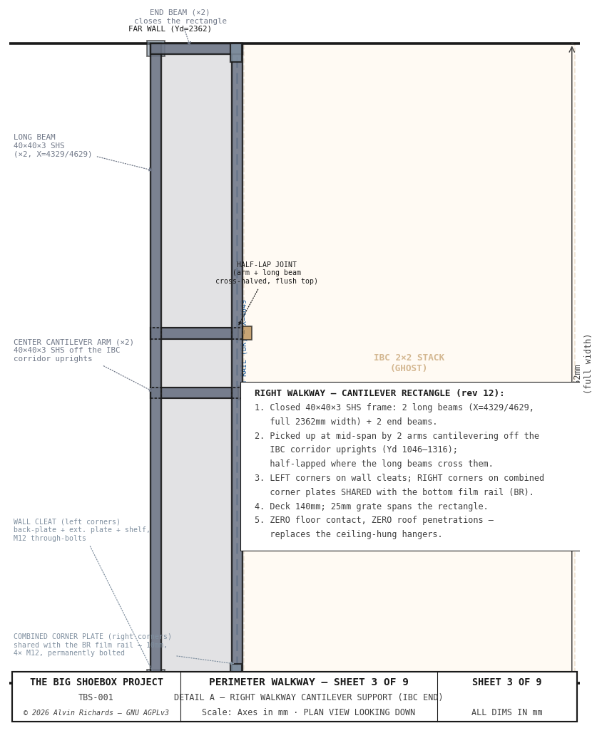 TBS-001 Walkway — Sheet 3: Cantilever Support